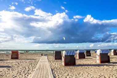 Warnemuende, Rostock, Mecklenburg Vorpommern, Almanya 'da Plaj 