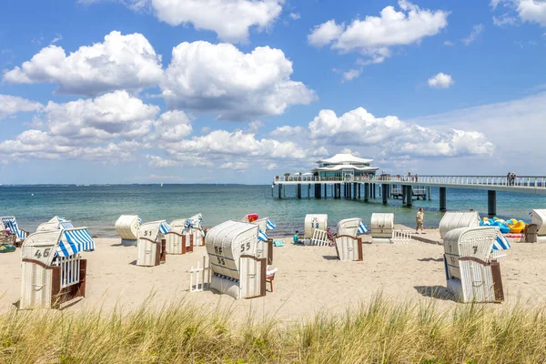 Hermosa Playa Muelle Timmendorf Luebeck Alemania — Foto de Stock