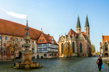 Braunschweig 'deki pazar yeri, Aşağı Saksonya, Almanya 