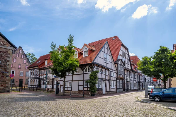 Ξύλινα Σπίτια Στο Hameln Γερμανία — Φωτογραφία Αρχείου