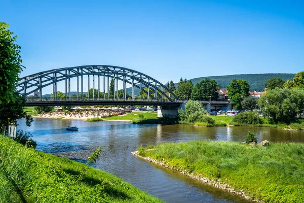 Ponte Sobre Weser Rinteln Baixa Saxônia Alemanha — Fotografia de Stock