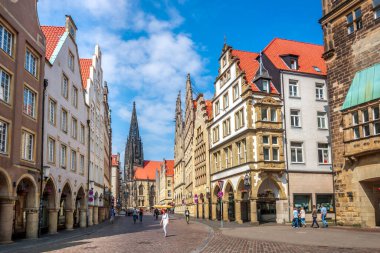 Muenster 'deki Prinzipal Pazarı, Nordrhein-Westfalen, Almanya 