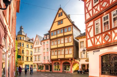 Mainz 'deki eski şehir, Rheinland-Pfalz, Almanya 