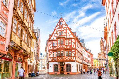 Mainz 'deki eski şehir, Rheinland-Pfalz, Almanya 
