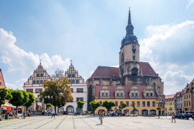 Naumburg 'da pazar yeri an der Saale, Almanya 