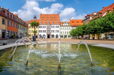 Naumburg 'da pazar yeri an der Saale, Almanya 