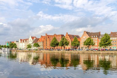River Promenade, Luebeck, Holstein, Almanya  