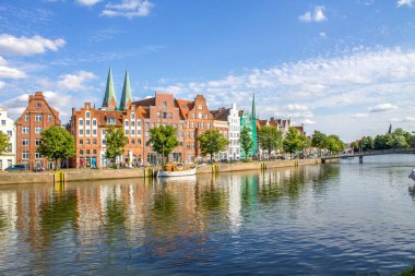 River Promenade, Luebeck, Holstein, Almanya  