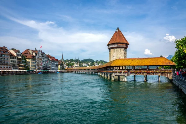 Jembatan Kapel Lucerne Swiss — Stok Foto