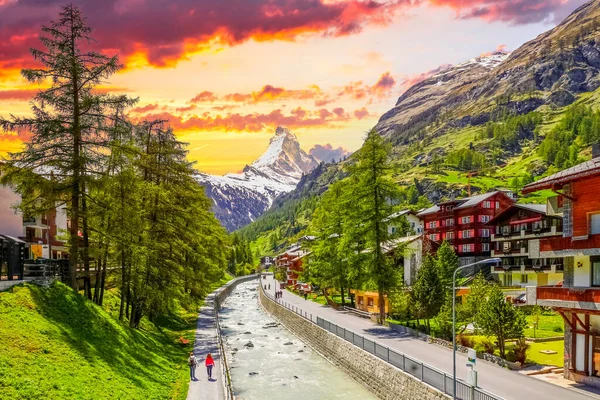 Hermoso Pueblo Zermatt Suiza — Foto de Stock