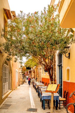 Little Restaurant in Street of Rethymnon, Crete, Greece 