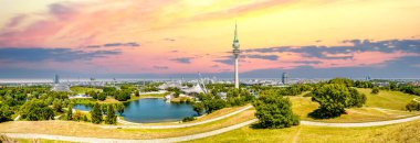Olimpiyat, Münih, Bavyera, Almanya üzerine Panoramaview 