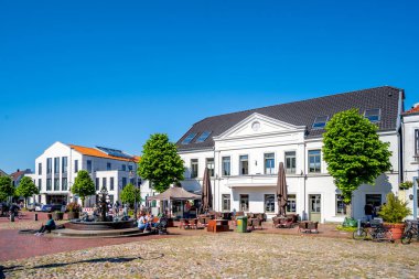 Jever 'deki Old Market, Doğu Friesland, Kuzey Denizi, Almanya 