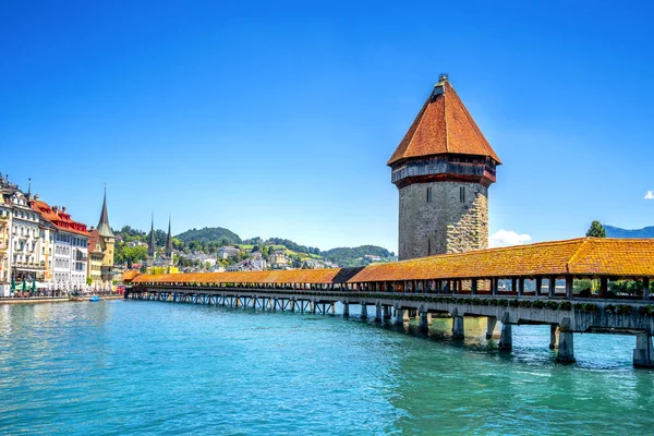 Jembatan Kapel Lucerne Swiss — Stok Foto