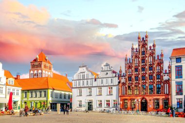 Greifswald, Mecklenburg Vorpommern, Almanya 'da Pazar 