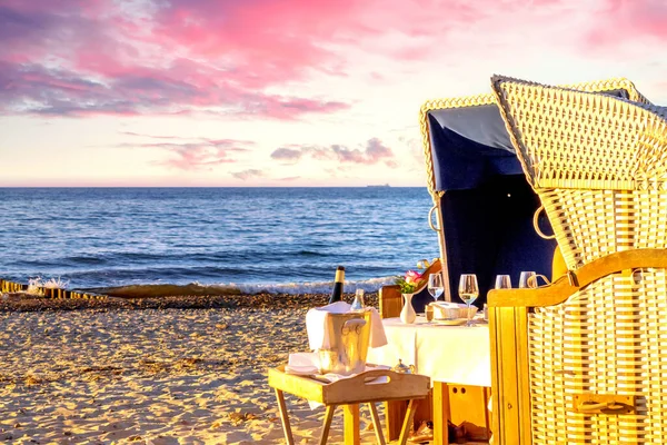 Candlelight Dinner in a beach Chair, Baltic Sea, Germany