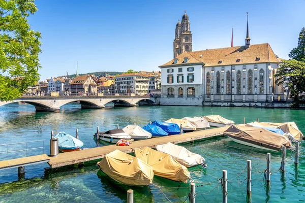 Kościół Grossmuenster Zuerich Szwajcaria — Zdjęcie stockowe