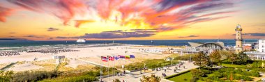 Panorama, Warnemuende, Rostock, Baltık Denizi, Almanya 
