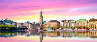 City hall in Hamburg, Alster, Germany