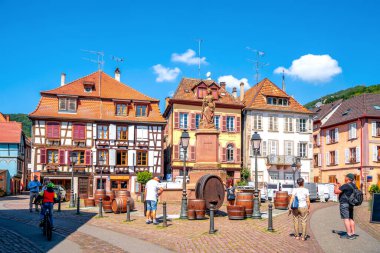 Market place of Ribeauville, Alsace, France 