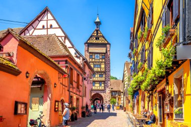 Historical market of Riquewihr, Alsace, France 