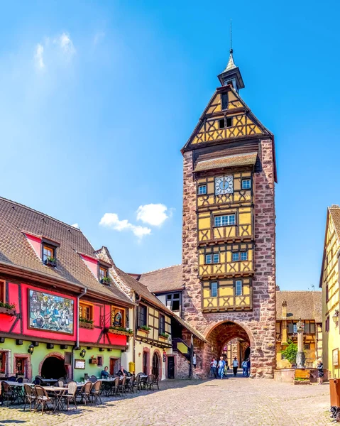 Timbered Tower Riquewihr Alsace France — Stockfoto