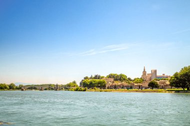 View over Rhone Bridge Saint Benezet in Avignon, France 