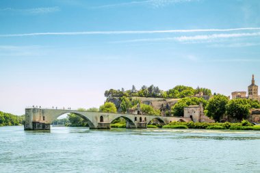 View over Rhone Bridge Saint Benezet in Avignon, France 
