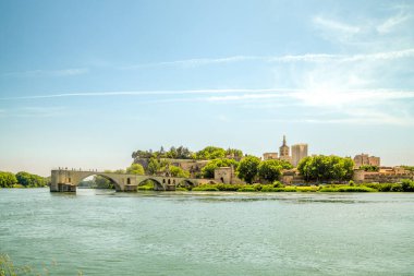 View over Rhone Bridge Saint Benezet in Avignon, France 