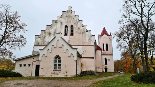 Very Old Lutheran Church Latvian Village Aizpute Late Autumn 2021 — Stock Photo, Image