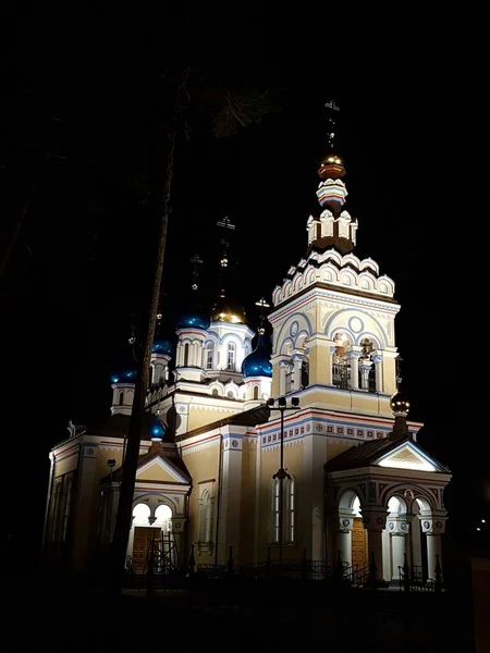 Iglesia Kazán Icono Madre Dios Por Noche Ciudad Letona Jurmala —  Fotos de Stock