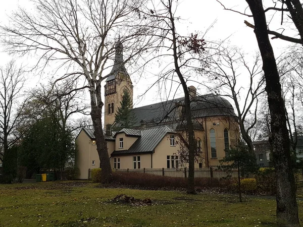Igreja Luterana Dubulti Cidade Letã Jurmala Novembro 2020 — Fotografia de Stock