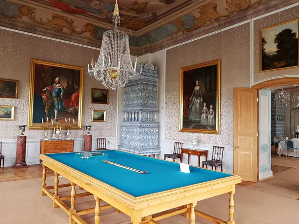 Billardtisch Reich Dekorierten Saal Des Schlosses Rundale Lettland Frühjahr 2019 — Stockfoto