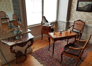 Lüks odalar ve Letonya 'daki Rundale kalesinin içi çok güzel. Mayıs 2019.