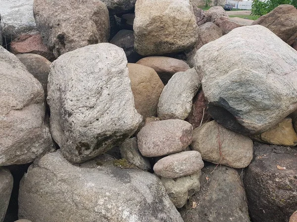 Fence Large Strong Boulder Stones Reliable Protection Estate — Stock Photo, Image