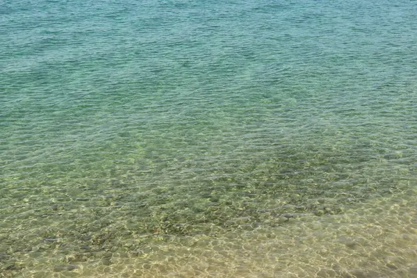 Praia Areia Água Morna Turquesa Clara Ilha Córsega Mar Mediterrâneo — Fotografia de Stock