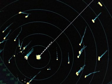 Gemilere yönelen birçok hedefli gemi radar ekranı