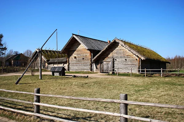 Altes Traditionelles Holzgebäude Einem Russischen Dorf Dorf Michailowskoje Region Pskow — Stockfoto