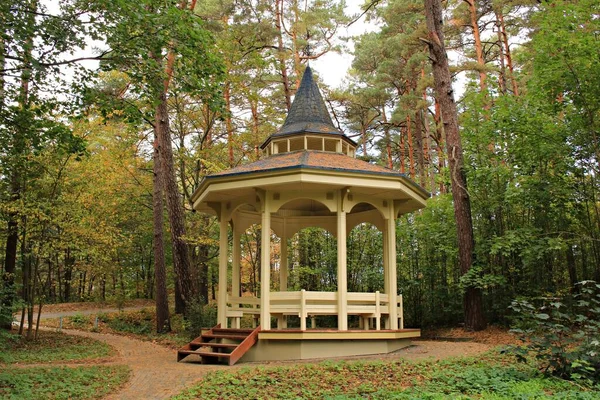 Cozy exotic wooden pavilion in a city park to enjoy your personal time.