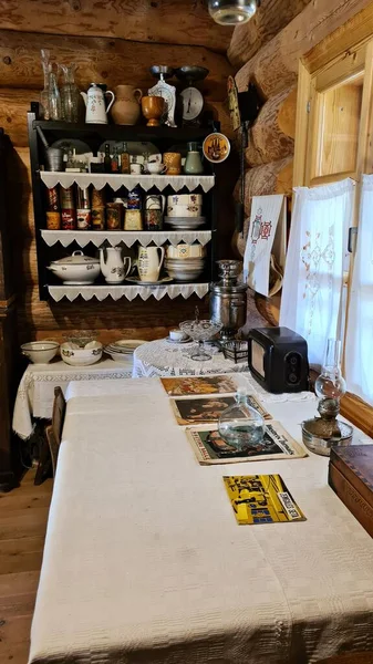 Old Household Items Grandmother Dishes Room Village Hut — Φωτογραφία Αρχείου