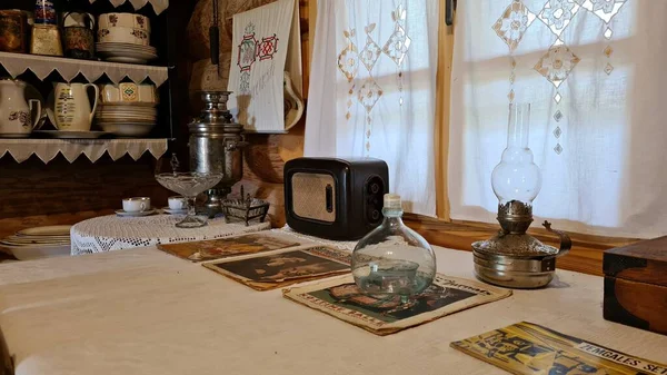 Old Household Items Grandmother Dishes Room Village Hut — Φωτογραφία Αρχείου