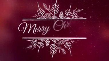 Kırmızı arka plan için tebrikler. Mutlu Noeller. Yazı ortaya çıkıyor.