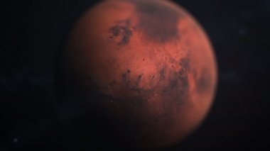 Kozmos konsepti. Mars üzerinde uçuş, siyah bir arka planda, üst görünüm