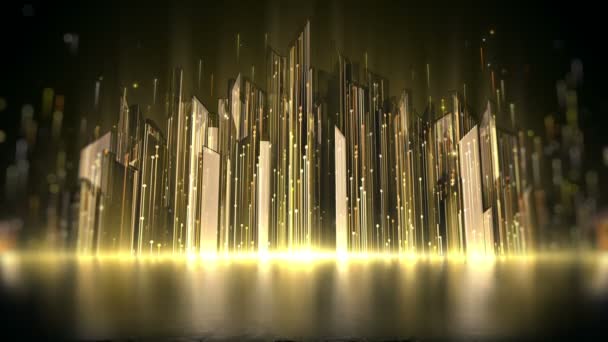 Złota animowana abstrakcyjna postać na czarnym tle — Wideo stockowe