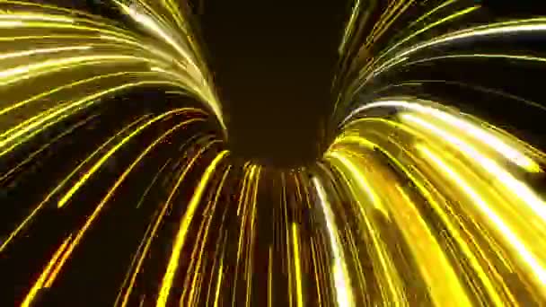 Figure abstraite animée dorée sur fond noir — Video