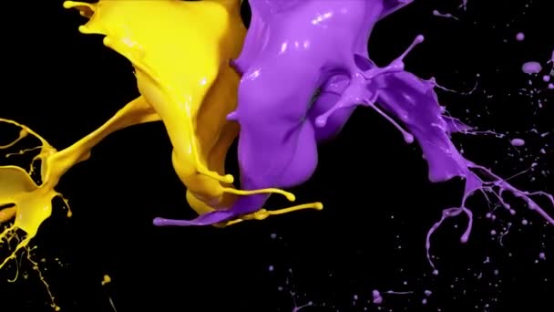 Splashes of multicolored paint in macro photography — Stock Video
