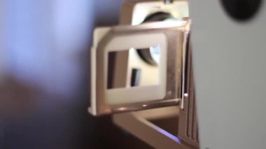 Vintage slide holder. A 19th-century projector.