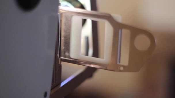 Vintage slide holder. A 19th-century projector. — Stok video