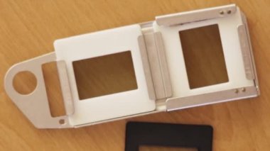 Vintage slide holder. A 19th-century projector.