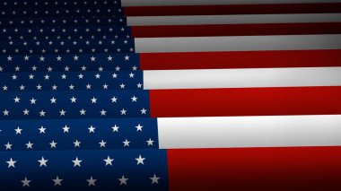 Bayrak direği dalgası ve renkli boya kalemi resimleriyle Amerika Birleşik Devletleri bayrağı